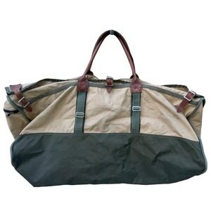 VTG LARGE GOKEY Battenkill No.9 Weekend Duffle Bag Luggage Cavas Leather RARE
